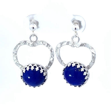 lapis gemstone heart earrings