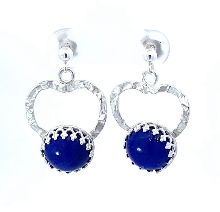 lapis gemstone heart earrings