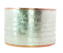 Load image into Gallery viewer, Copper and sterling cuff with We the People engraved text 