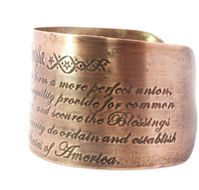 Load image into Gallery viewer, Bronze bracelet with engraved text on a white background