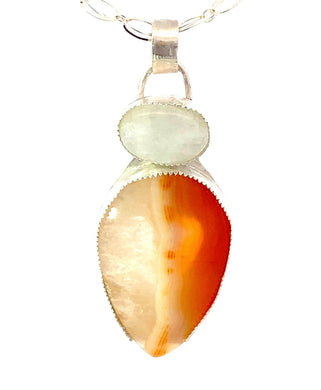 carnelian and moonstone fine silver pendant