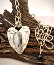 Load image into Gallery viewer, 'With Love' Dendritic Opal heart Pendant 2" tall.
