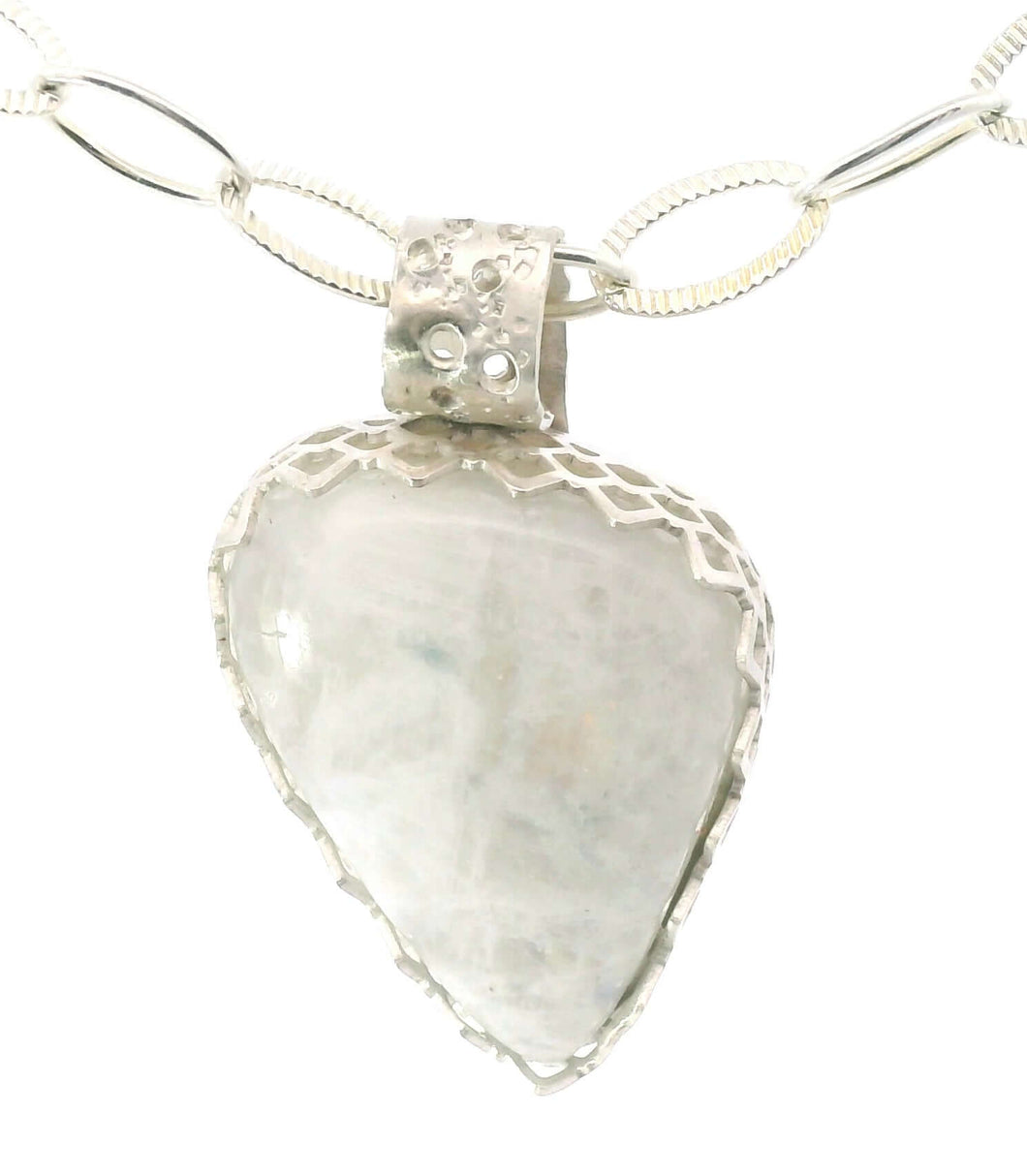 'Slice of Moonlight' Moonstone Sterling Teardrop pendant 1 1/2