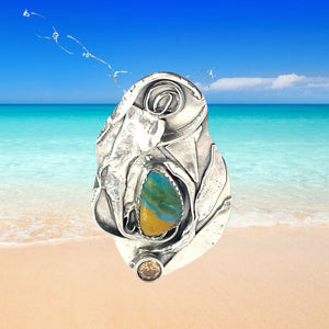 'Day at the Beach' Sterling & Peruvian Opal Pendant.