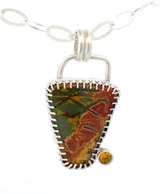 Load image into Gallery viewer, red creek jasper and topaz pendant