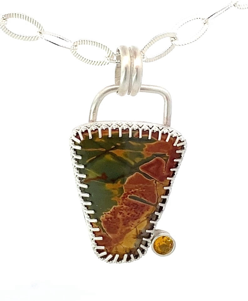 red creek jasper and topaz pendant