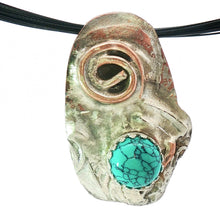 Load image into Gallery viewer, Copper and Silver turquoise Sacred Spiral Pendant