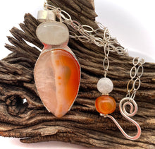 Load image into Gallery viewer, moonstone and carnelian pendant in natural setting