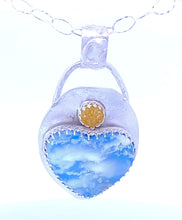 Load image into Gallery viewer, Baltic amber and plume agate pendant