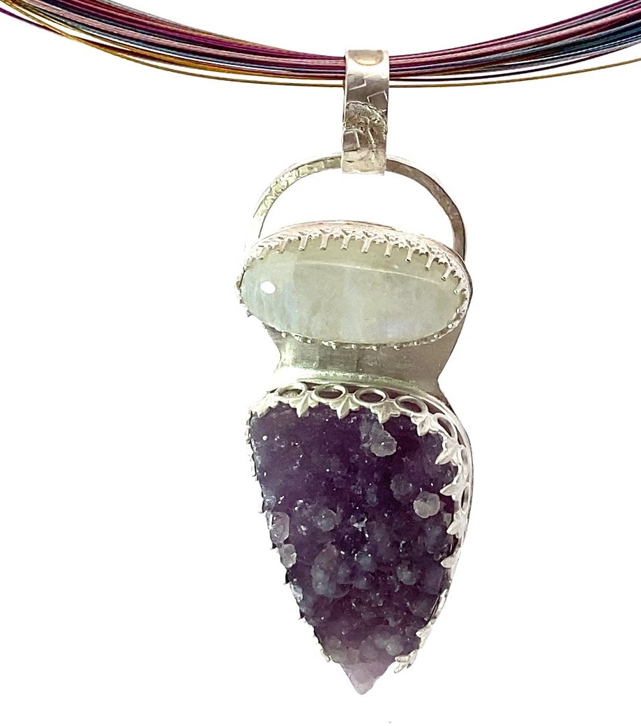 grape agate moonstone pendant