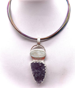 grape agate pendant shown with neck wire