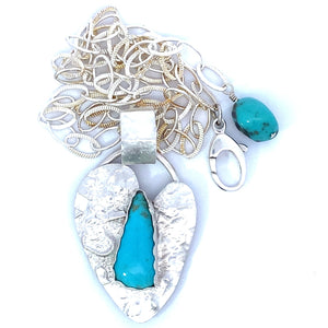 turquoise pendant showing clasp and chain