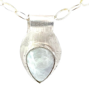 moonstone and fine silver pendant