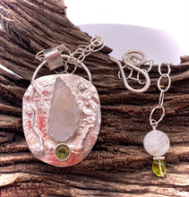 Load image into Gallery viewer, &#39;Slice of Moonlight&#39; Moonstone and Peridot Sterling pendant