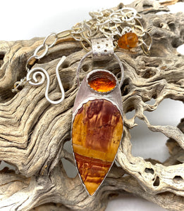 red creek jasper with amber pendant natural setting