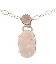 Load image into Gallery viewer, rose quartz pendant in silver
