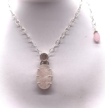 Load image into Gallery viewer, rose quartz pendant shown with chain