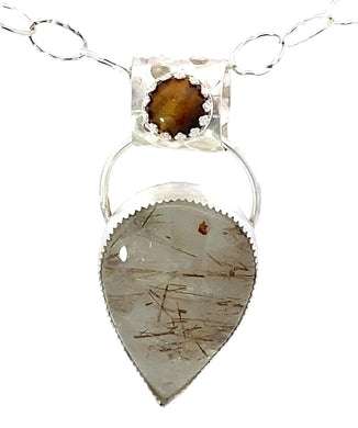 rutilated quartz sterling pendant