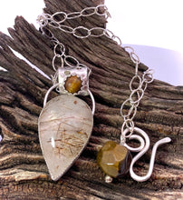 Load image into Gallery viewer, rutilated quartz and tiger eye pendant