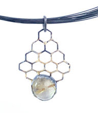 Load image into Gallery viewer, golden honeycomb rutilated quartz pendant
