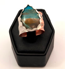 Load image into Gallery viewer, Day at the Beach Peruvian Opal  copper and sterling ring size 7