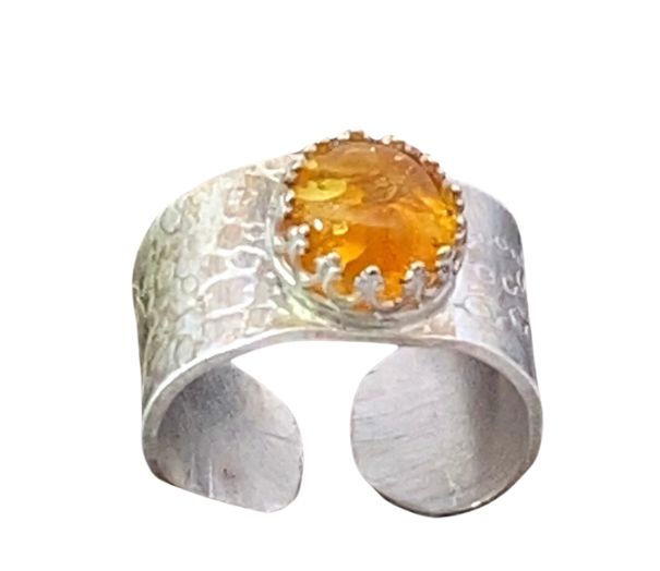 Baltic amber sterling ring