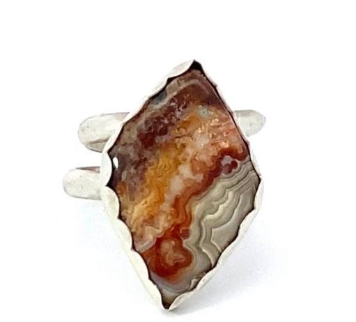 crazy lace agate gemstone ring