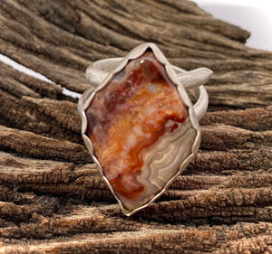 sacred spiral lace agate ring