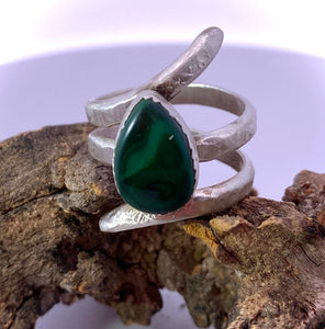 geen sacred spiral ring with malachite