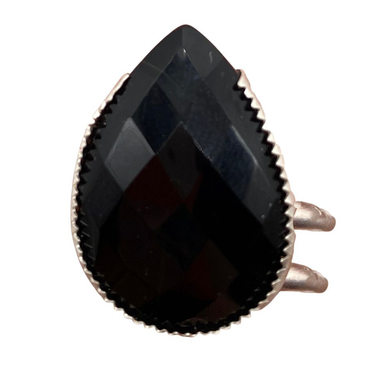 faceted onyx gem ring