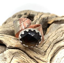 Load image into Gallery viewer, smoky quartz copper and sterling ring