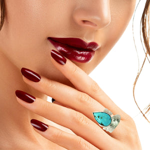 Sonoran Turquoise & Fine silver Ring. Size 8 adjustable 1/2 size