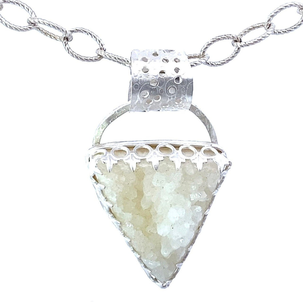 snow capped mountain druzy pendant