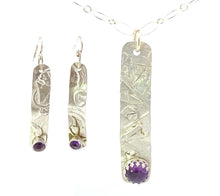 Load image into Gallery viewer, amethyst pendant and earring set