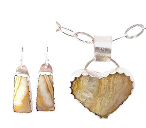 lace agate pendant and earrings SET