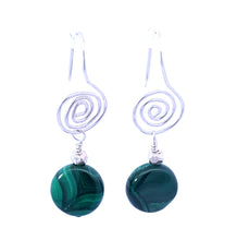 Load image into Gallery viewer, Malachite Sterling Pendant and Earrings SET. Sacred Spiral Collection