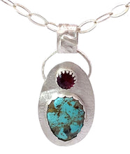 Load image into Gallery viewer, natural turquoise pendant with garnet