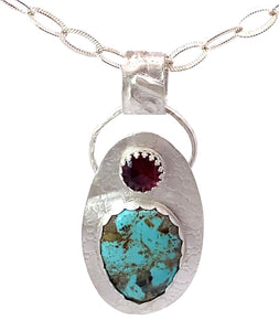 natural turquoise pendant with garnet