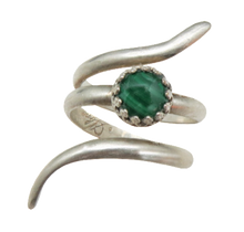 Load image into Gallery viewer, Sterling and Malachite Ring. Sacred Spiral Collection. assorted sizes