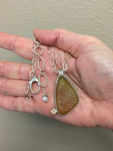 handmade druzy quartz pendant