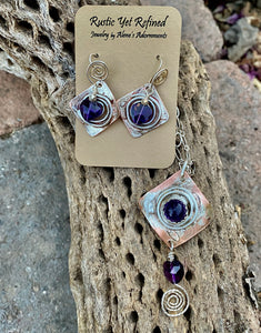 amethyst pendant shown with matching earrings