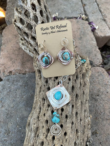 turquoise earrings and matching pendant
