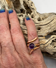 Load image into Gallery viewer, Copper and amethyst Ring. Sacred Spiral Collection
