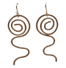 Load image into Gallery viewer, gold fill earrings sacred spiral