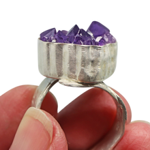 Load image into Gallery viewer, Sterling and Amethyst Geode Ring. size 9