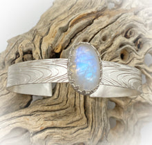 Load image into Gallery viewer, moonstone cuff shown in natural setting
