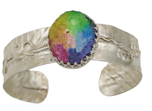 Load image into Gallery viewer, &#39;Memories of Childhood&#39; Rainbow Solar Quartz Sterling skinny cuff