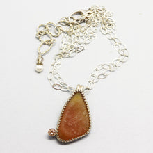 Load image into Gallery viewer, Full image of drusy and sterling pendant