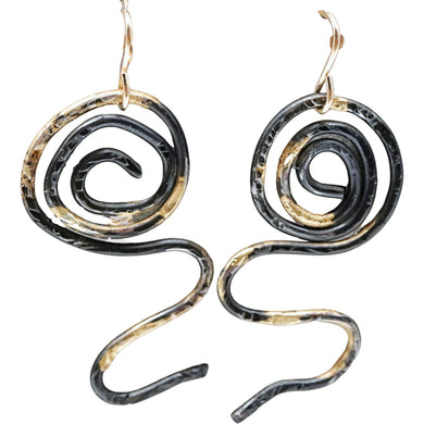 golden steel earrings in spiral