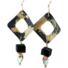 Load image into Gallery viewer, Peggy Earring. 22k gold and Steel. 2 1/4&quot; long